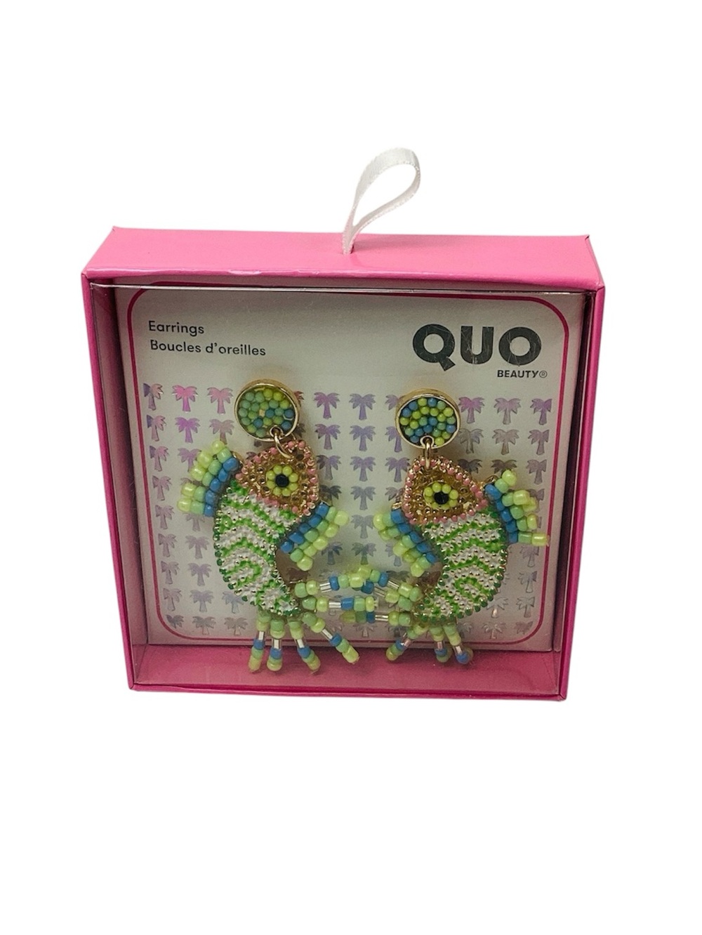 🐵 QUO Beauty Green Beaded Tropical Fish Drop Earrings
